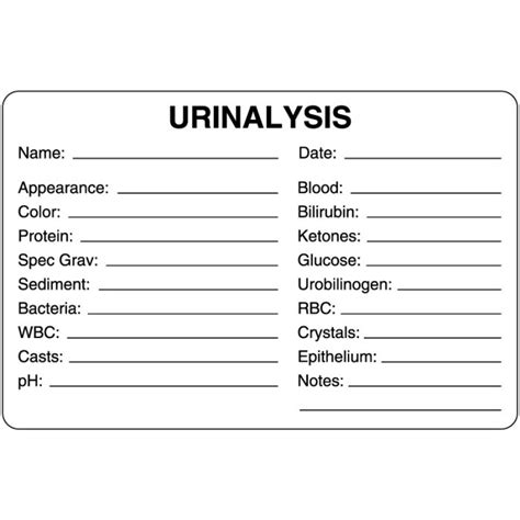 Urine Dip Results Form Template