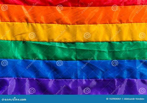 Rainbow Flag At A Pride Day Gay Lesbian And Lgbt Parade Stock Image Image Of Culture