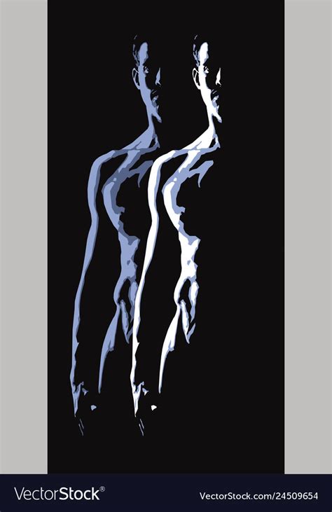 Nude Torso Of A Mans On Black Background Vector Image