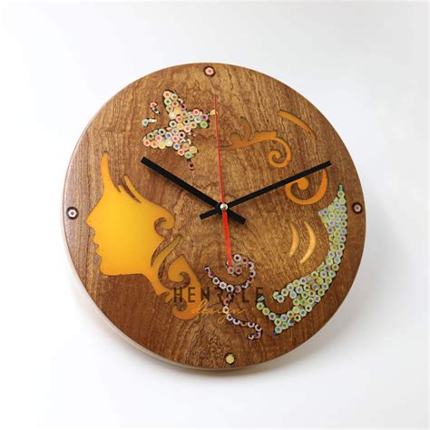 Melpomene Muse Resin Colored Pencil Wood Wall Clock Henry Le Design