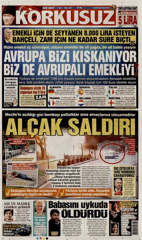 Korkusuz Gazetesi Korkusuz Man Et Oku Haberler Ekim