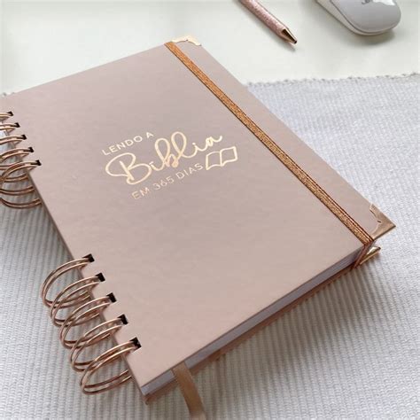Caderno Lendo a Bíblia em 365 dias NUDE LUXO Caderno Leitura diária da bíblia Ler a bíblia