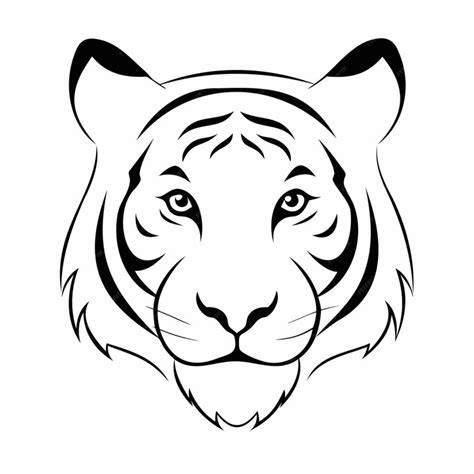 white tiger face   black outline   premium ai generated vector
