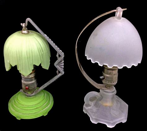 Lot 2 Vintage Satin Glass Boudoir Lamps