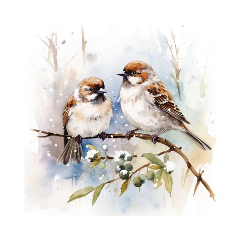 Sparrows Watercolor Painting Printable Wall Art Sparrows In Etsy