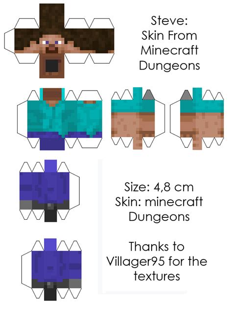 Steve Minecraft Dungeons Pixel Papercraft