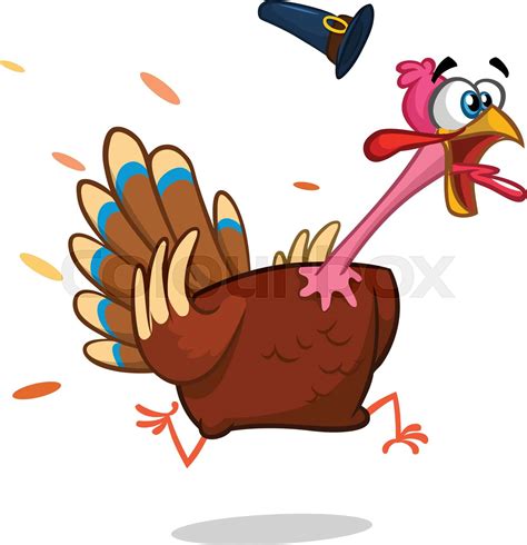 Happy Turkey Cartoon Running Vector Cartoon Stock Vector Colourbox