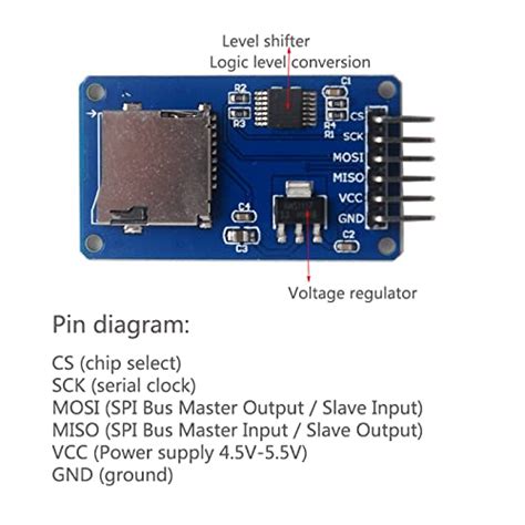 Wishiot 5pcs Sd Card Module Mini Tf Card Reader Sensor With Spi Interface Onboard Level