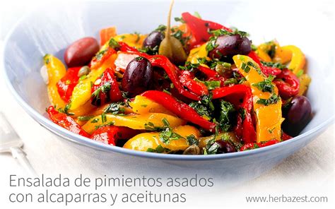 Ensalada De Pimientos Asados Con Alcaparras Y Aceitunas Herbazest