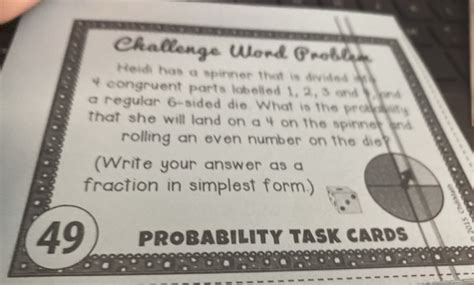 Solved Challenge Word Problem Heidi Has A Spinner That Is Divided Int