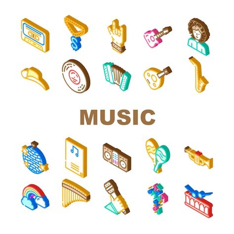 Premium Vector Music Genres Audio Performance Icons Set Vector