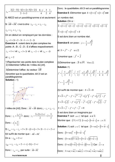 Nombres Complexes Corrig S Rie D Exercices Alloschool