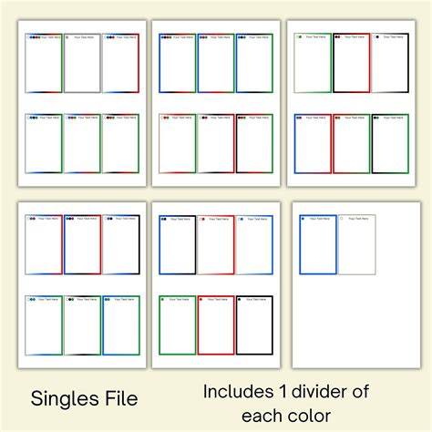Printable Trading Card Dividers With Editable Text To Organize By Color