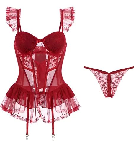 Lingerie Sexy Renda Sensual Trio Sedutora Er Tica Espartilho Parcelamento Sem Juros