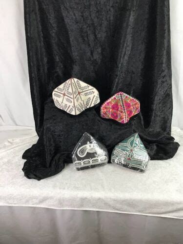 Collection of Four Uzbek Uyghur Uzbekistan Duppa Tubeteika Hat Doppa ...