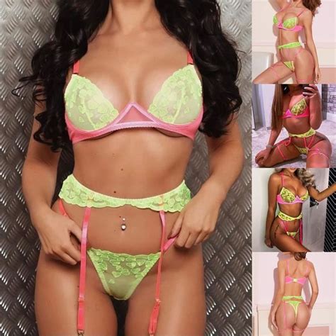 Ensemble De Sous V Tements En Dentelle Femmes Lingerie Corset Coeur Dentelle Fil Intimates