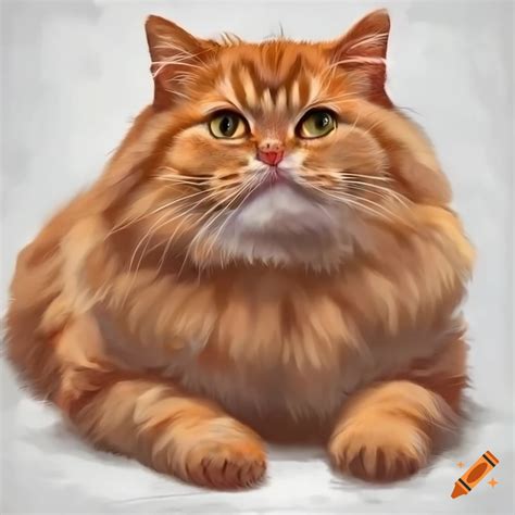 Fluffy Orange Fat Chonky Cat On White Background On Craiyon