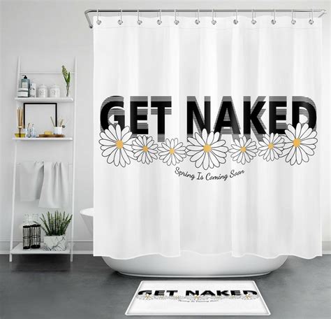 Naked Daisies Spring Shower Curtain Set With Hooks For Bathroom Decor