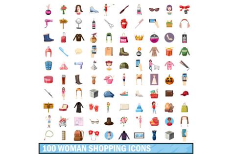 100 Women Shopping Icons Set Graphic By Ylivdesign · Creative Fabrica