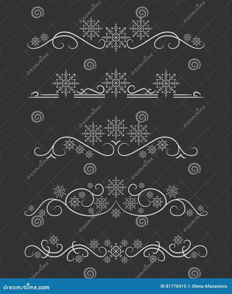 Vector Text Dividers With White Winter Snowflakes Stock Vector