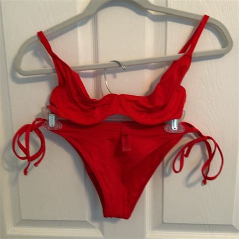 SKIMS Skirts Skims Ruby Red Bikini Set Sarong Poshmark