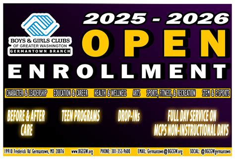 Sep 13 | OPEN ENROLLMENT for 2025-2026 School Year Program at Boys & Girls Clubs - Germantown