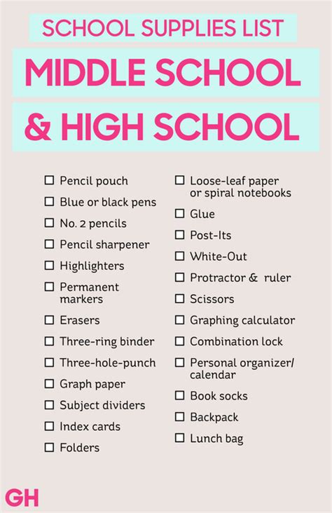 Back To School Supplies List Best School Shopping Checklist