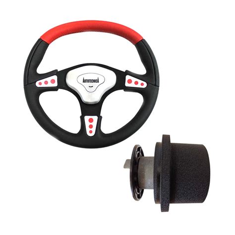 VR Commodore Black & Red Leather Sports Steering Wheel 350mm w/ Boss ...