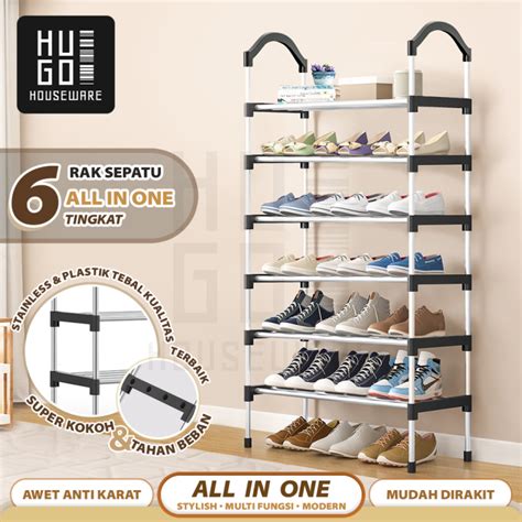 Hugo Rak Sepatu Besi Portable Susun Kokoh Premium Quality