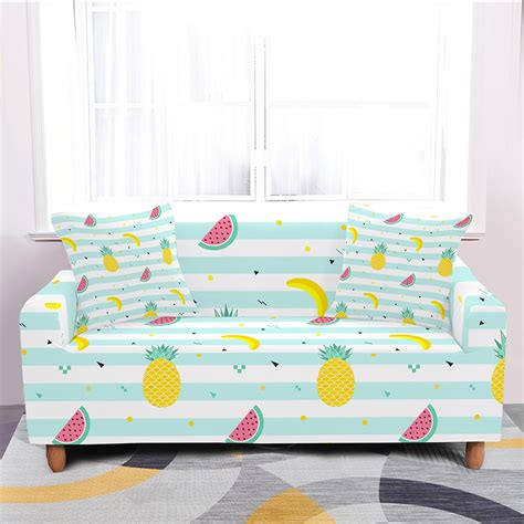 Elastic Sofa Cover For Living Room Cartoon Fruit Print Seater Sofa