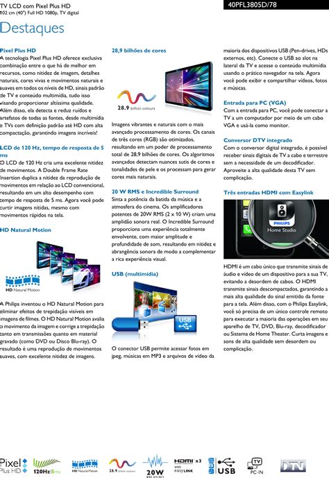 Philips 40PFL3805D 78 TV LCD Pixel Plus HD User Manual Folheto