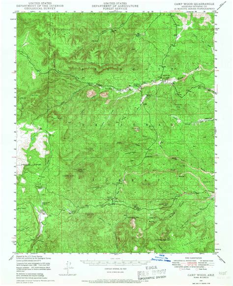 Camp Wood Arizona 1947 1968 USGS Old Topo Map Reprint 15x15 AZ Quad