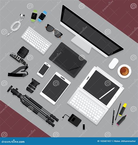 Flat Design Graphic Designer Workplace Concept Stock Vector