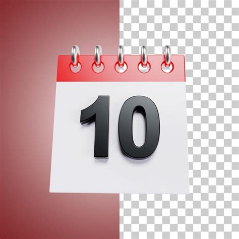Premium PSD | Desk calendar day 10 of the month 3d rendering