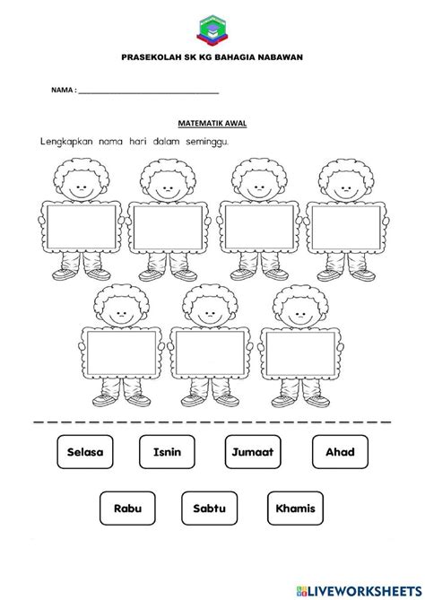 Hari Dalam Seminggu 1436359 Vyrahjm Live Worksheets