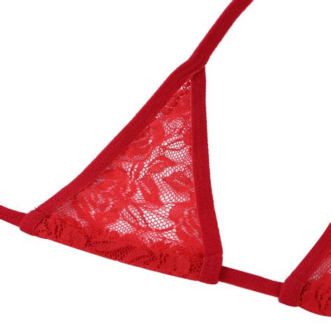 Women S Sissy Sexy Lingerie Lace See Through Bikini Bra G String Thong