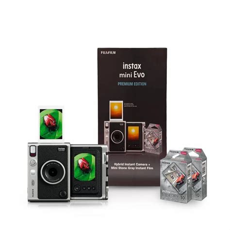 Black Fujifilm Instax Mini Evo Hybrid Camera Premium Edition With 20