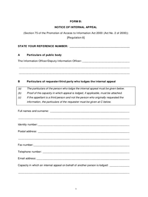 Fillable Online Form B Notice Of Internal Appeal Fax Email Print