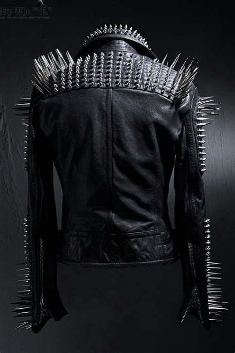 Handmade Mens Full Black Punk Silver Long Spiked Studded Etsy