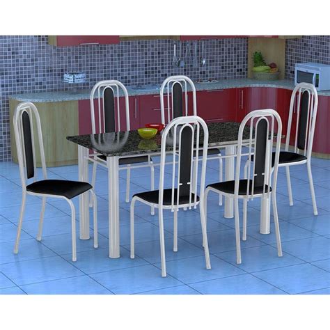 Conjunto De Mesa Granada 6 Cadeiras Preto Casas Bahia