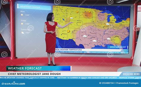 news anchor commenting weather forecast stock footage video