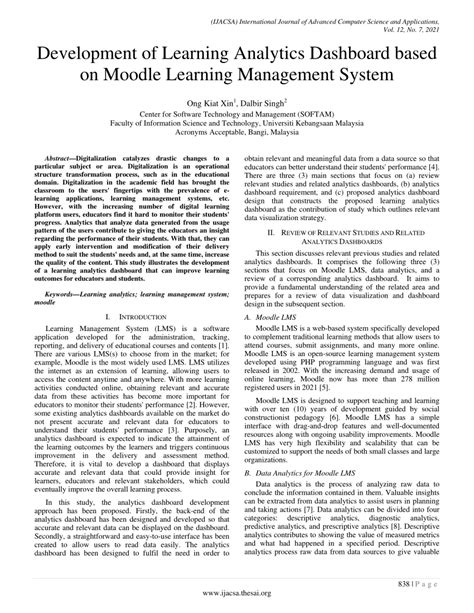 Pdf Development Of Learning Analytics Dashboard Based On Moodle