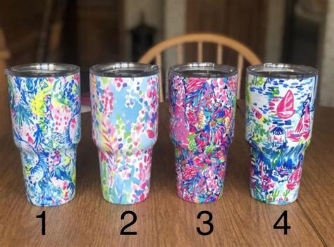 Lilly Inspired Tumbler Oz Tumbler Custom Monogram Lilly Etsy