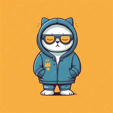 Cute cat character illustration Cat wearing jacket | Premium AI