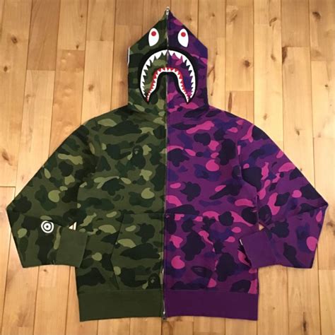 Purple Camo × Green Camo シャーク パーカー Mサイズ Shark Full Zip Hoodie A Bathing