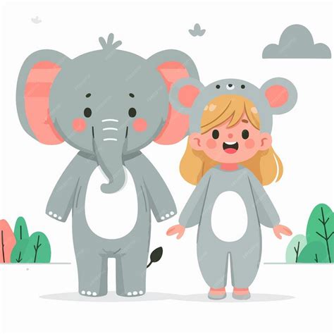 Premium Vector | Vector of little girl wearing elephant costume