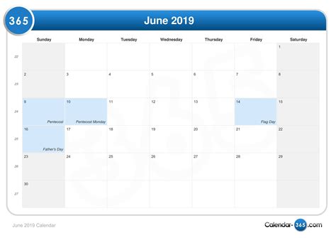 June 2019 Calendar