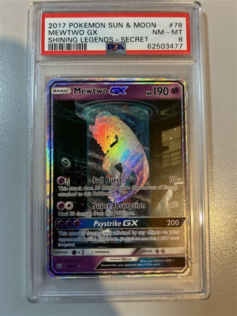 Pokemon Mewtwo Gx 78 73 Shining Legends Full Art Secret Rare Psa 8 Values Mavin