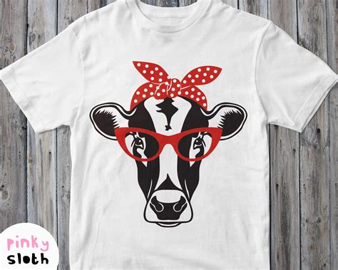 Cow With Bandana And Sunglasses Svg Cow Shirt Svg Heifer Svg Etsy