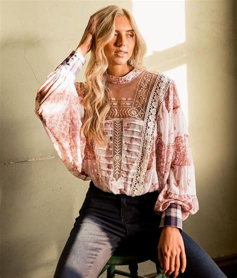 Gimmicks Pieced Chiffon Top Womens Chiffon Tops Women Shirts